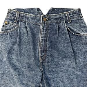 Vintage 80s Levi's 573 Brown Tab High Taper Pleat Notch Waist Acid Wash Jean 11